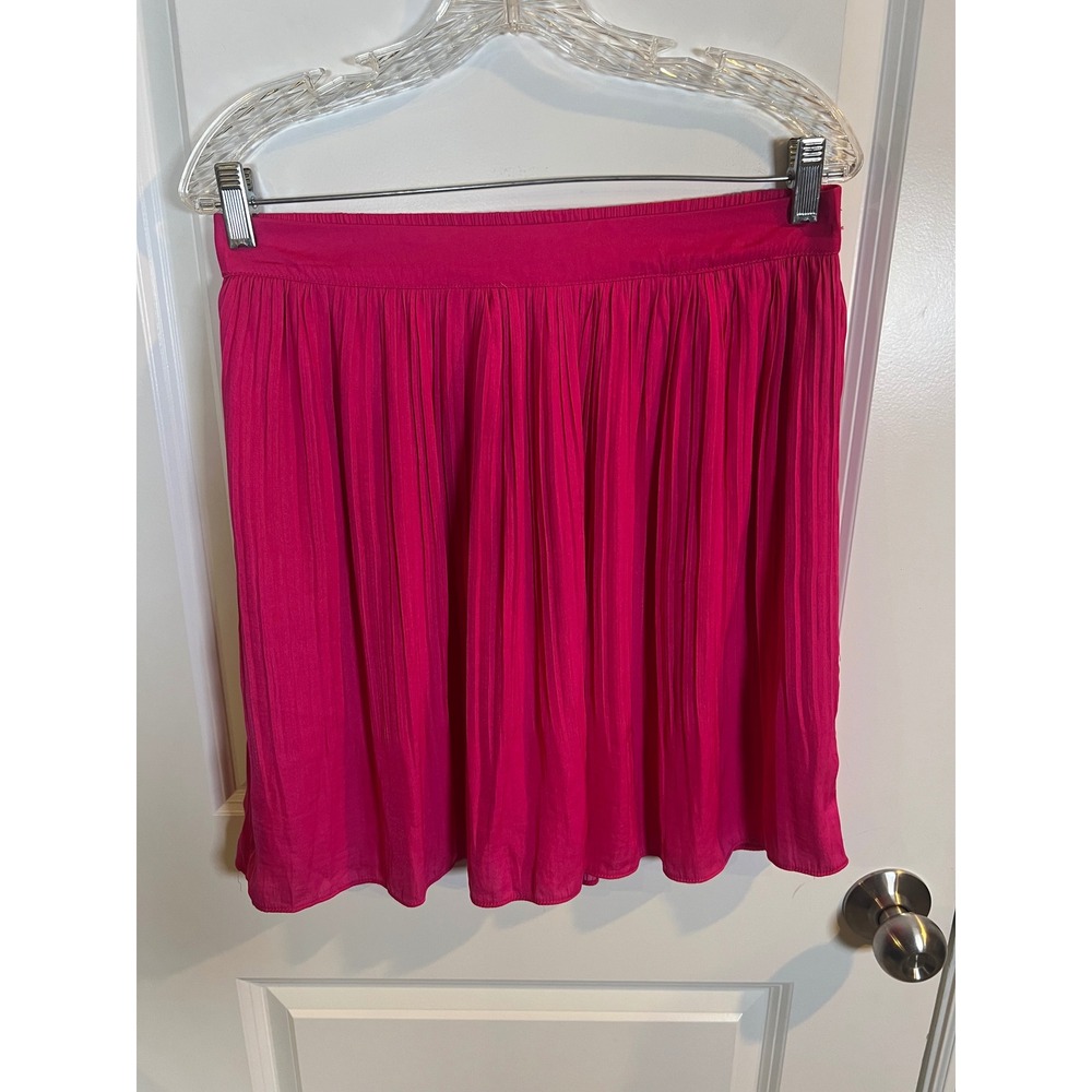 Rachel Zoe Womens Pleated Mini Skirt Elastic Waist Hot Pink Size M